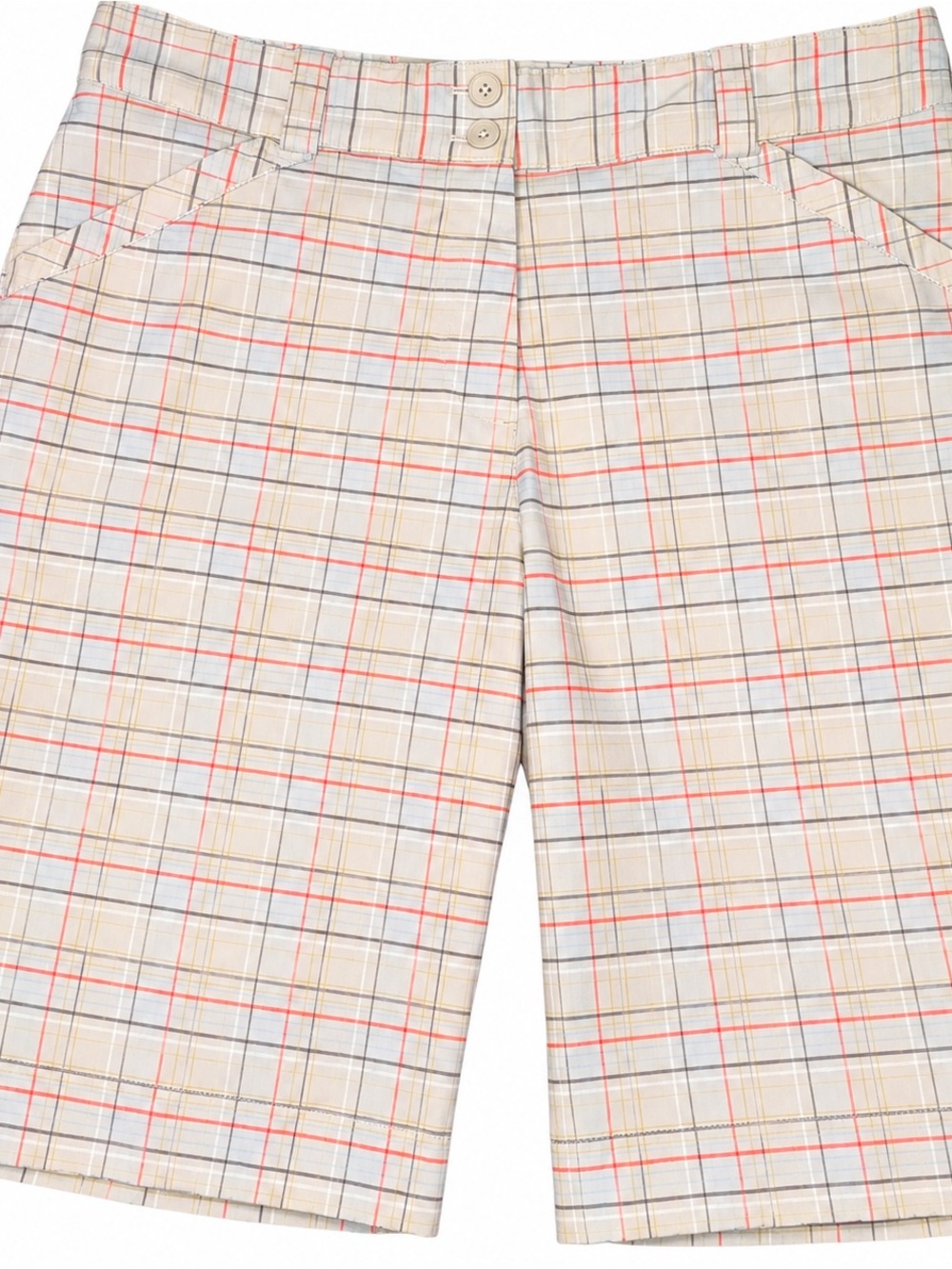 Nike Beige Plaid Chino Shorts with Red and Blue Accents